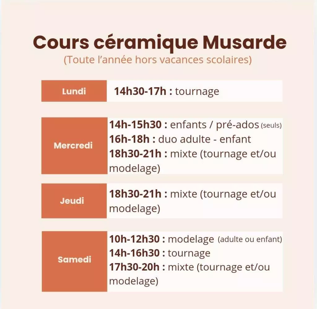 Planing cours musarde